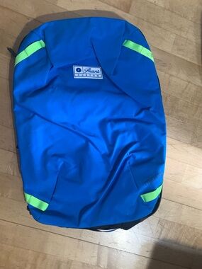 TREK35 Blue Hiking Backpack with Neon Green Accent